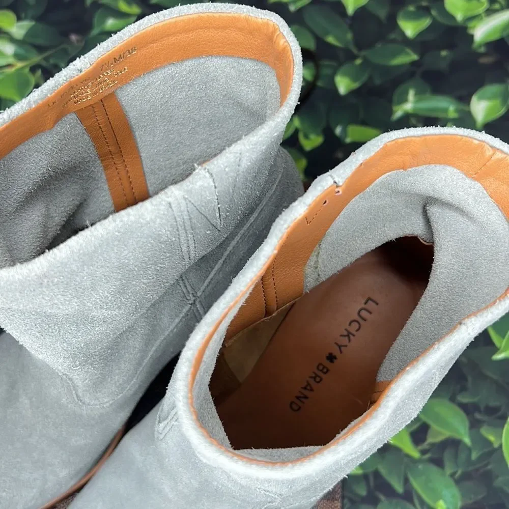 * Lucky brand gray suede ankle boots